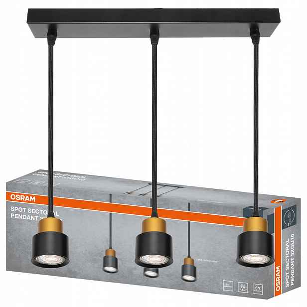 Závěsná stropní lampa Zwis Reflektor 3x GU10 Černá Sectoral Osram