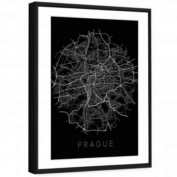 3D Obraz V Černém Rámečku Passe Partout Město Ulice Černobílé 90x60