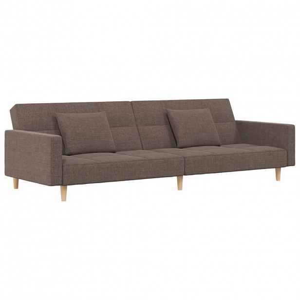 vidaXL 2místná rozkládací pohovka se 2 polštáři taupe textil