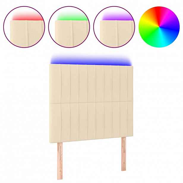 vidaXL Čelo postele s LED krémové 90x5x118/128 cm textil