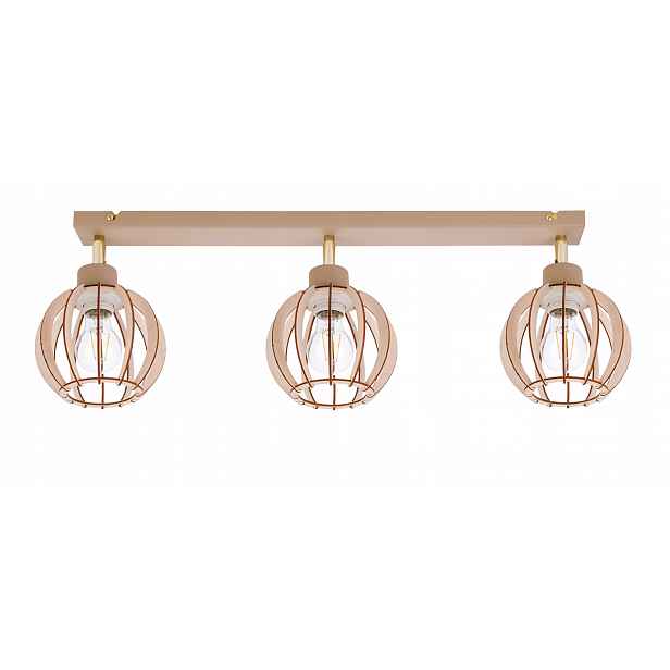 Závěsná Stropní Lampa Stropní Svítidlo Lustr Ruch 3x E27 Kašmír béžová stínidlo Dřevo