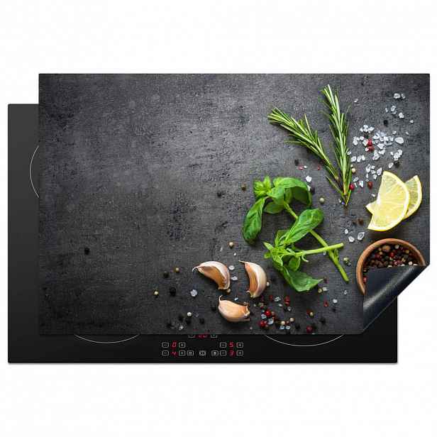 MuchoWow KRYT NA INDUKČNÍ DESKU Limetka - Bylinky - Koření - Zelená - Šedá - Beton 78x52 cm
