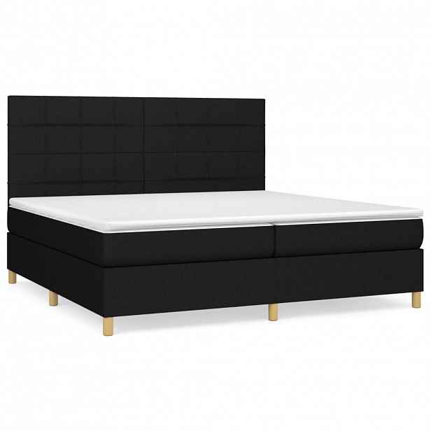 vidaXL Box spring postel s matrací černá 200x200 cm textil