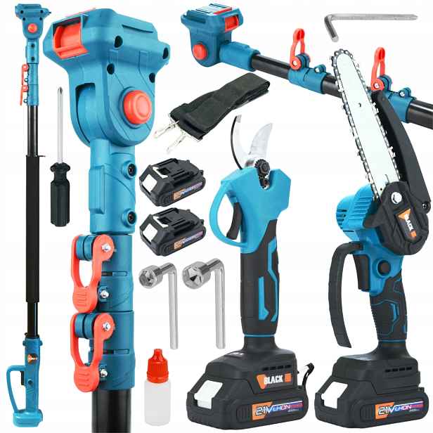 Aku Set 6″ Řetězová Pilka Nůžky Teleskop 2 m 4× Baterie Ondragon