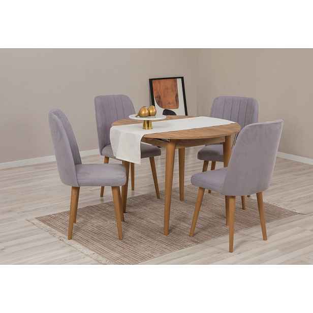 Jídelní set s rozkládacím stolem a židlemi (5 kusů) Vina 0701 - Atlantic Pine, Grey