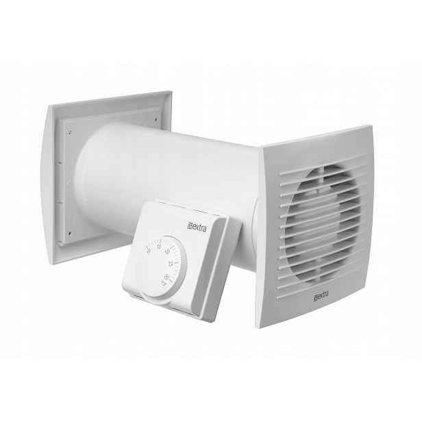 Nástěnný ventilátor E-extra bílý 105 m³/h SPKT125 s termostatem
