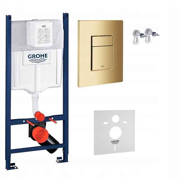 Podomítkový Wc set Stelaz Grohe tlačítko zlatý