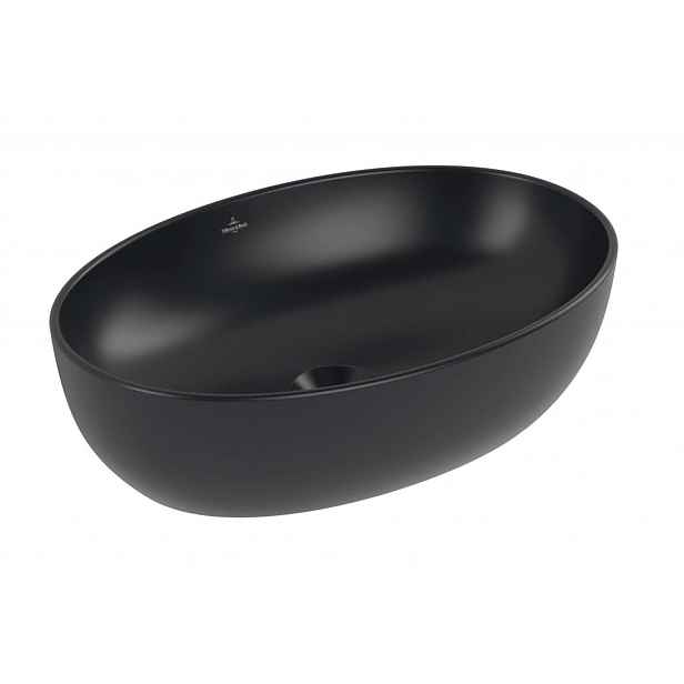 Villeroy & Boch Artis - Umyvadlo na desku 48x33 cm, bez přepadu, bez otvoru pro baterii, CeramicPlus, Pure Black 438848R7