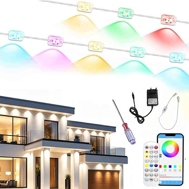 Chytrý Led světelný řetěz Rgbic 30 m – 36 diod, vodotěsný, s dálkovým ovládáním