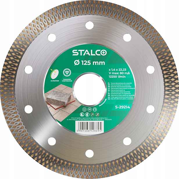 Diamantový kotouč na keramiku 125 x 1,4 mm pro řezání dlaždic Stalco S-29214