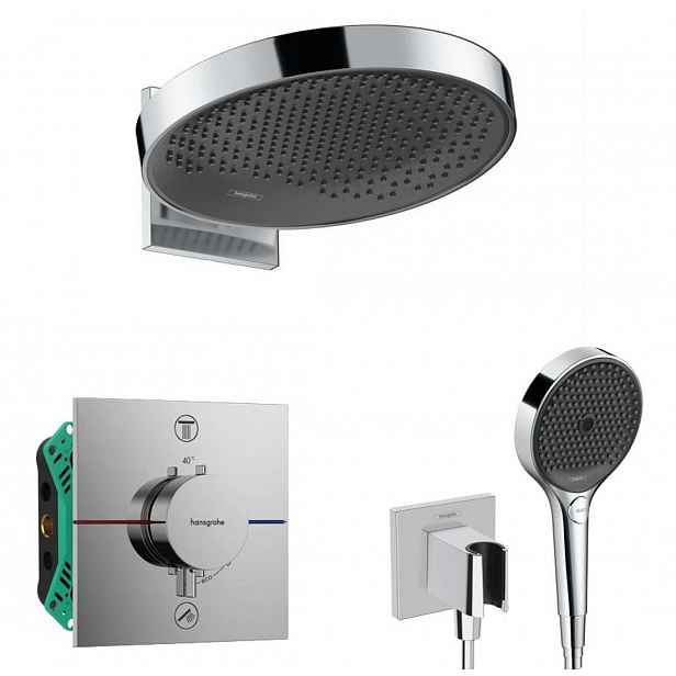 Hansgrohe - Sprchový set s termostatem pod omítku, s tělesem, průměr 36 cm, 3 proudy, chrom SANI21HHH011