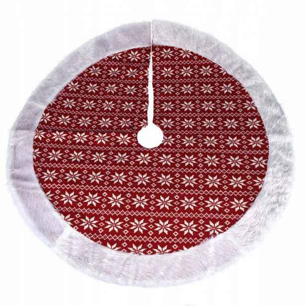 Kobereček Pod Vánoční Stromeček Polyester Ø 100 CM, Barva Červená 2 CM