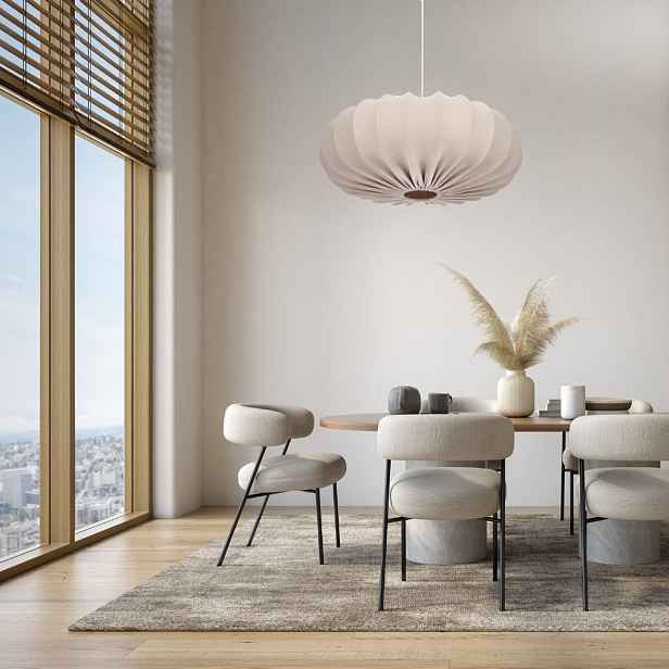 Skandinávská závěsná lampa CAFEE' s béžovým stínidlem ve stylu frappé 66 cm - moderní stropní osvětlení do obývacího pokoje a jídelny E27