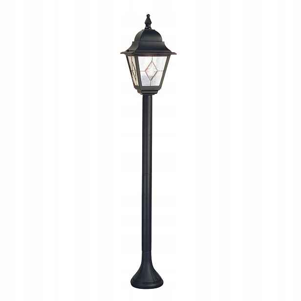 Venkovní stojací lampa do dvora tradiční černá vitrážová 44 cm Elstead