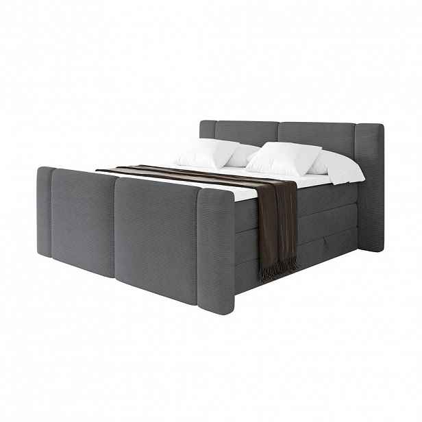 ALTDECOR POSTEL boxspring s matracemi H3/H4 - EVON KING Zanozek - 160x200 cm Tmavě šedá