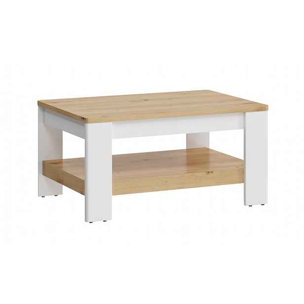 Konferenční stolek PERPIDA, alpská bílá/dub artisan/bílý lesk