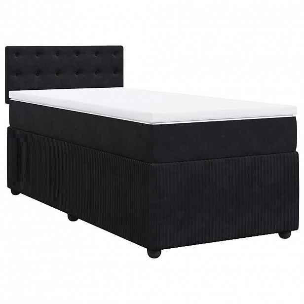 vidaXL Box spring postel s matrací černá 100x200 cm samet