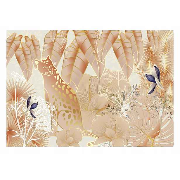 Fototapeta Zlaté Listy Leopard Glamour 416x254