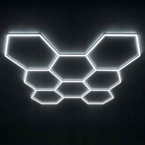 Sada Hexagon 8 Led černá 229x237 cm 245W garážový servis aut 6500K