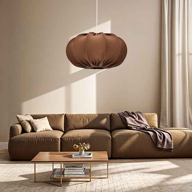 Skandinávská závěsná lampa CAFEE' s moka hnědým stínidlem 52 cm - minimalistické stropní osvětlení v japonském stylu E27