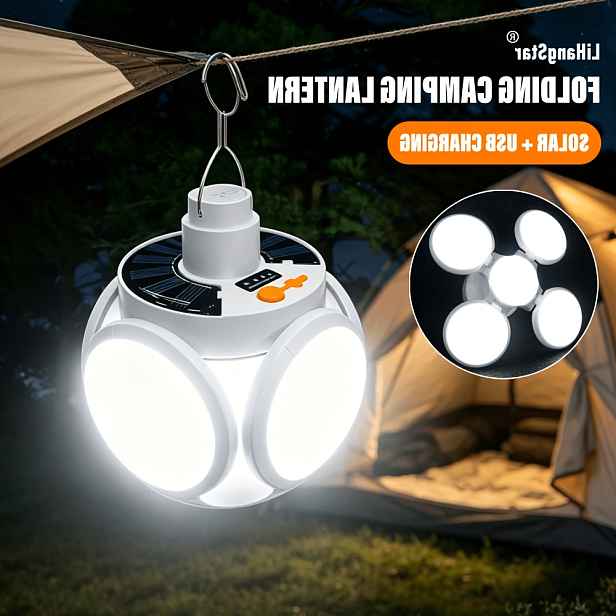 TEMU 1ks Nabíjecí skládací kempingová solární svítilna, závěsná skládací LED do stanu, USB nabíjecí skládací přenosná domácí svítilna pro