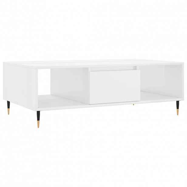 vidaXL Konferenční stolek lesklý bílý 104x60x35 cm kompozitní dřevo