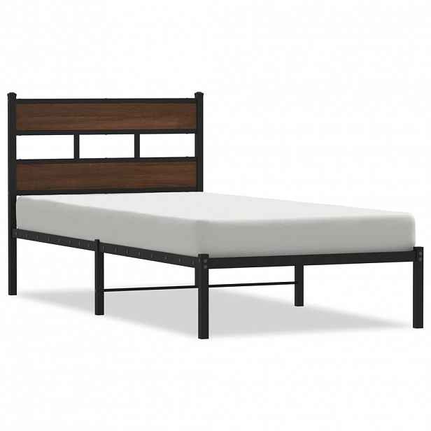 vidaXL Postel bez matrace s čelem hnědý dub 75 x 190 cm