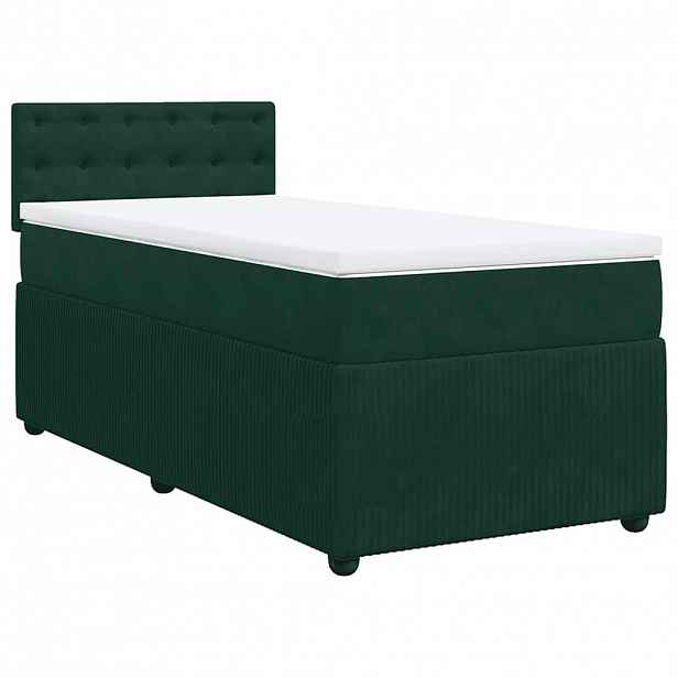 vidaXL Box spring postel s matrací tmavě zelená 100x200 cm samet
