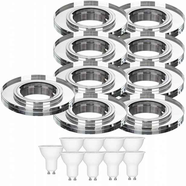 9x Pevná Stropní Lampa Halogenová Sklo Led Žárovky 1.5W