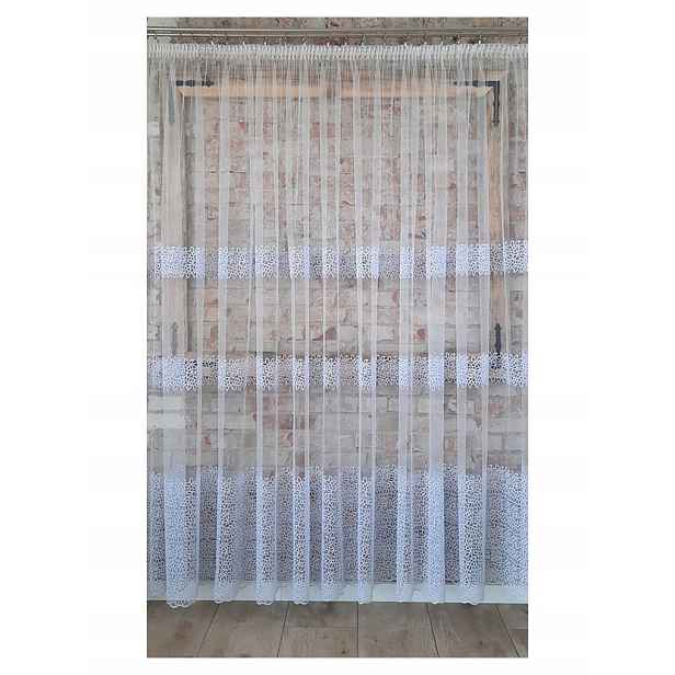 Hotová záclona 700 x 245 cm "3 pruhy květiny"