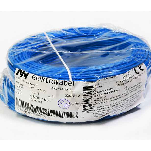 Kabel Lgy 0,75 mm modrý 100 m 500 V měděný