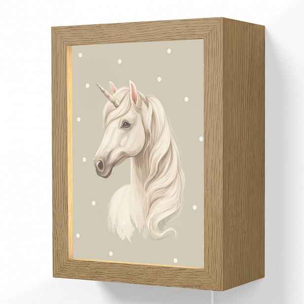 OnlyWow NÁSTĚNNÁ LAMPA Jednorožec - bílý - tečky 15x20 cm