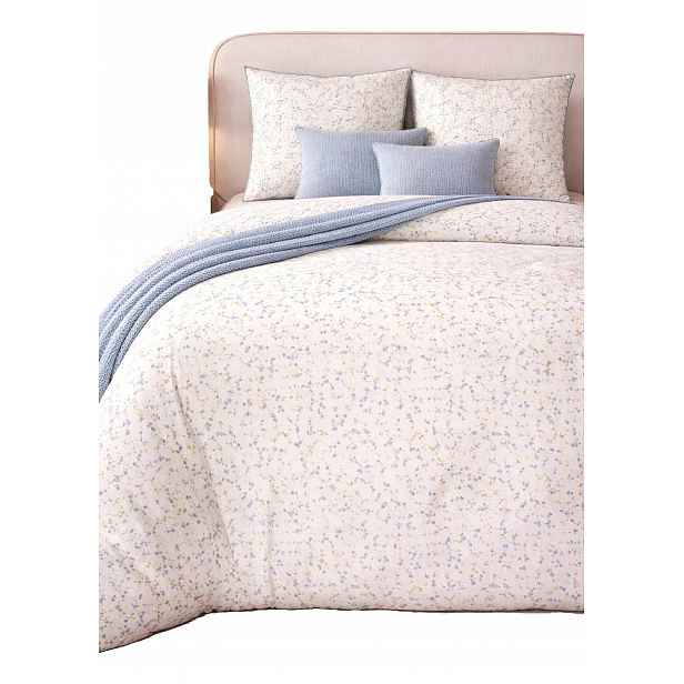 Povlečení modré s květinami Spojka jemný vzor 160x200 s lemováním elegantní