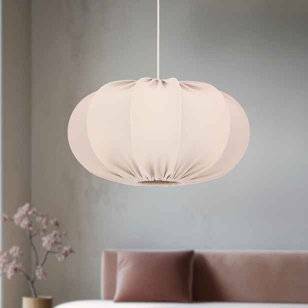 Skandinávská závěsná lampa CAFEE' s béžovým stínidlem na frappé 52 cm - minimalistické stropní osvětlení v japonském stylu E27