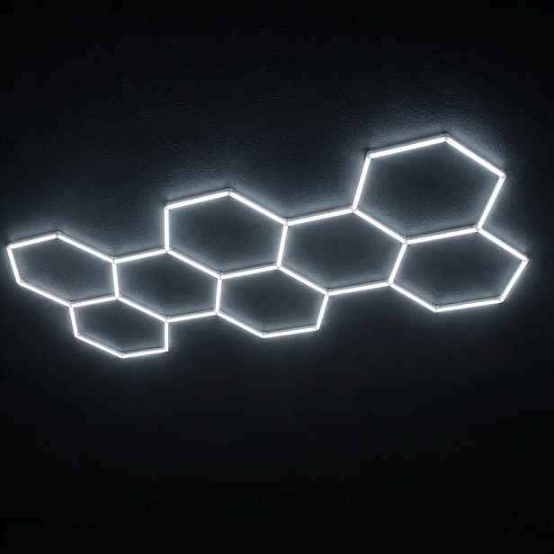 Stropní Svítidlo dílenský Led Hexagon 8 černý 245W 229x237cm světlo 6500K