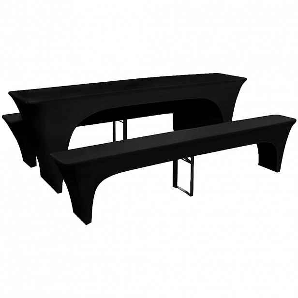 vidaXL 3 strečové černé povlaky na pivní stůl a lavice 220 x 70 x 80 cm