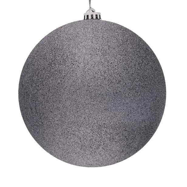 Velká vánoční ozdoba šedá glitter 20 cm plastová koule