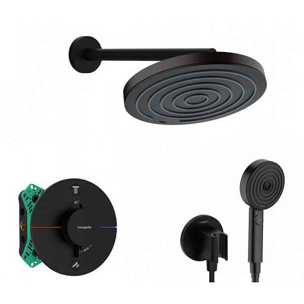Hansgrohe - Sprchový set s termostatem pod omítku, s tělesem, průměr 26 cm, 3 proudy, matná černá SANI21HHH402
