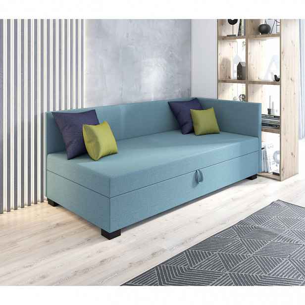 Jednolůžková postel 100x195 BETY PLUS 1 s polštáři - modro šedá