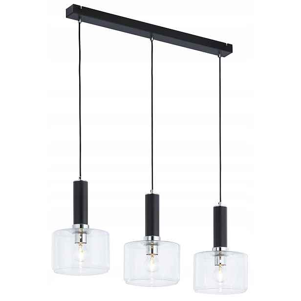 Závěsná lampa Vanes Stříbrná Transparentní Skleněná Stínidla 3xE27 Stropní Dům