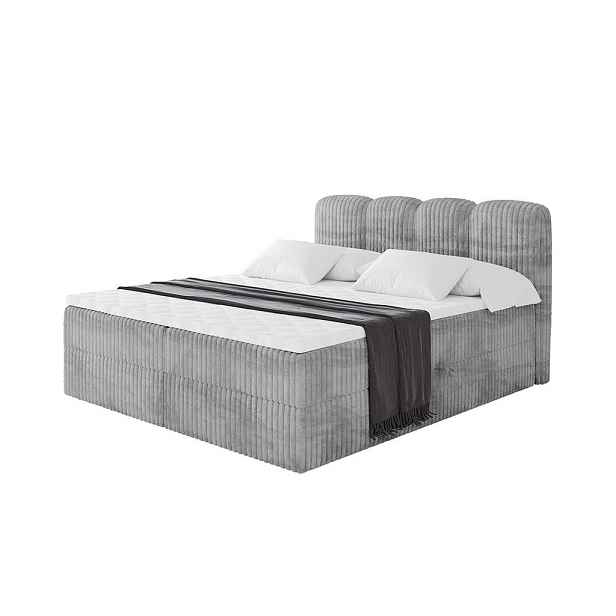 ALTDECOR KONTINENTÁLNÍ POSTEL s matrací H4 - NINA - 200x200 cm Šedá