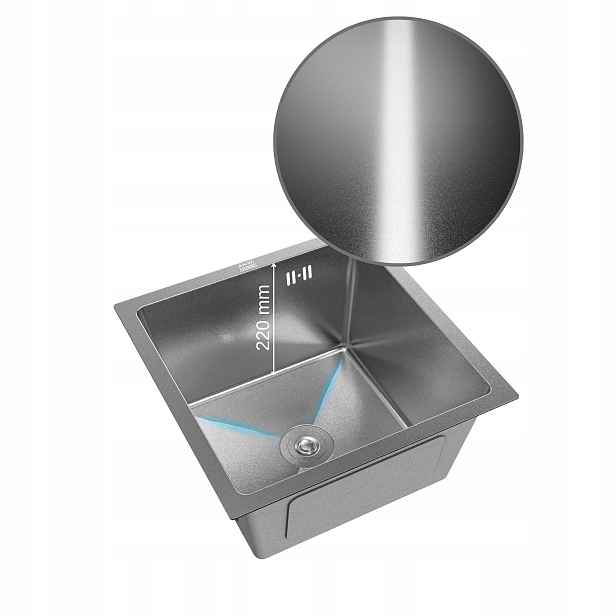 Kuchyňský Dřez 44X44 CM Inox Nerezová Ocel 304 S Sifonem Součástí Balení