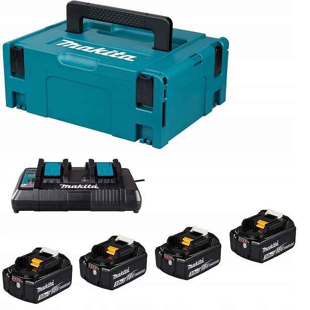 Napájecí sada Makita nabíječka DC18RD4x akumulátor 3Ah BL1830B kufr
