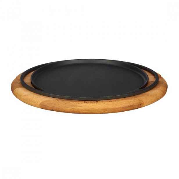 Pizza / lívanečník, litinový, 28 cm, s dřevěným stojanem - LAVA