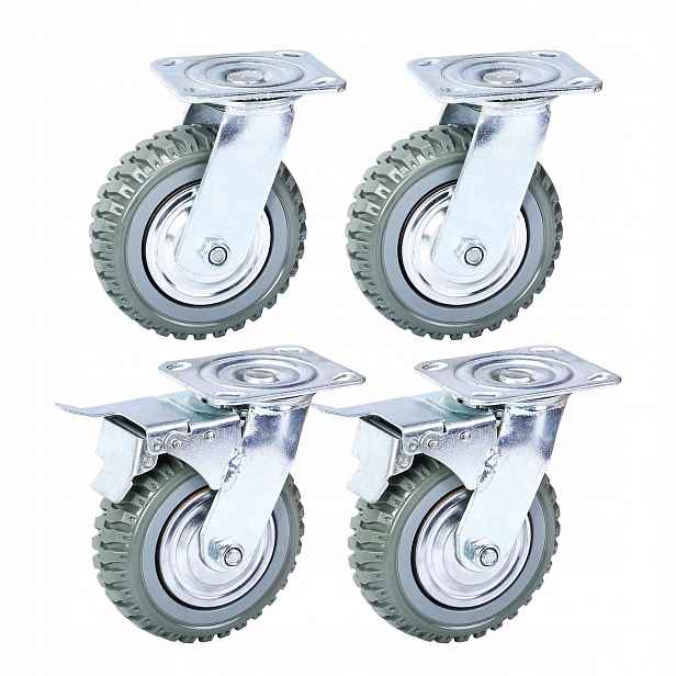 Sada 4 koleček 150 mm, otočná, 2 s brzdou, 1400 kg, dvojitá ložiska