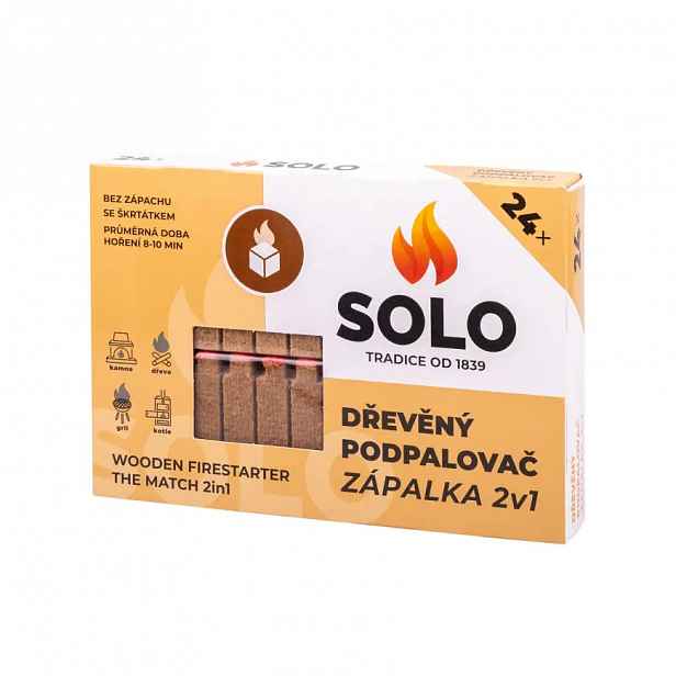 SOLO Dřevěný podpalovač zápalka 2v1 24ks 620117