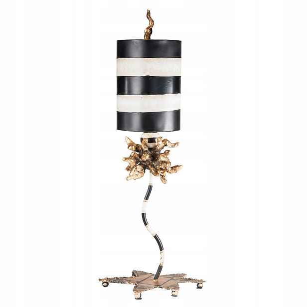 Stolní lampa Art Deco černá krémová s proužky E27 60W Dominique Flambeau