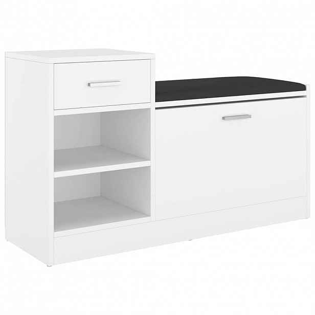 vidaXL Lavice s botníkem bílá 94,5 x 31 x 57 cm kompozitní dřevo