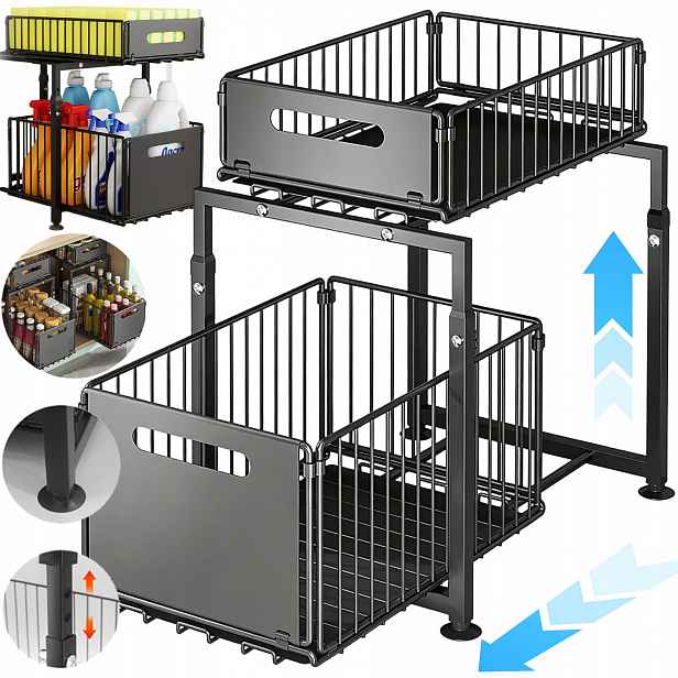 Kuchyňské Police Regál Organizér Výsuvné Police Industriální Styl Loft Černý