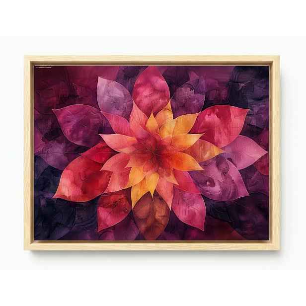 Obraz Rám American Box Květina Mandala Abstrakce Fialová Červená 80x60